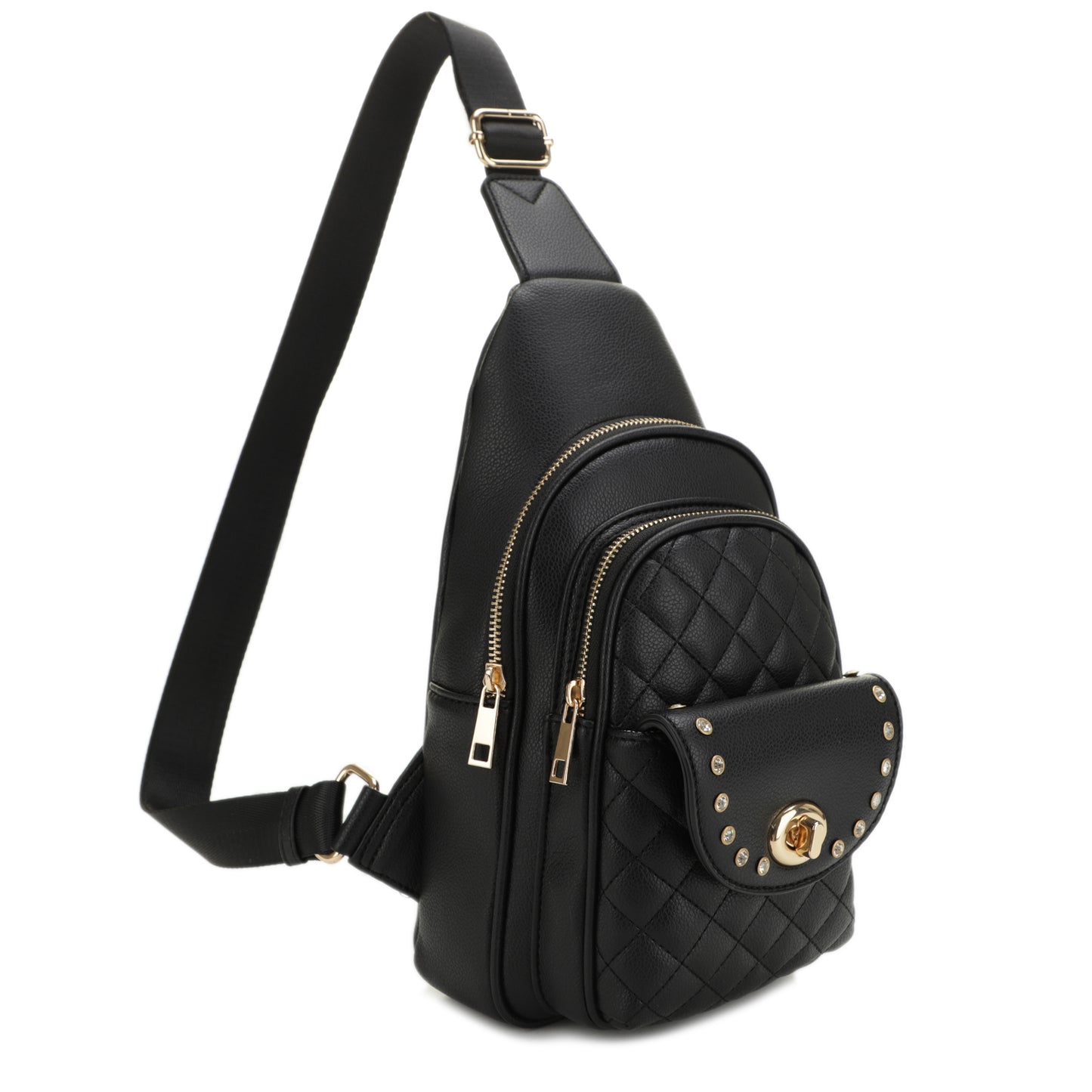 Lisa Triple Compartment Sling Bag with Rhinestone