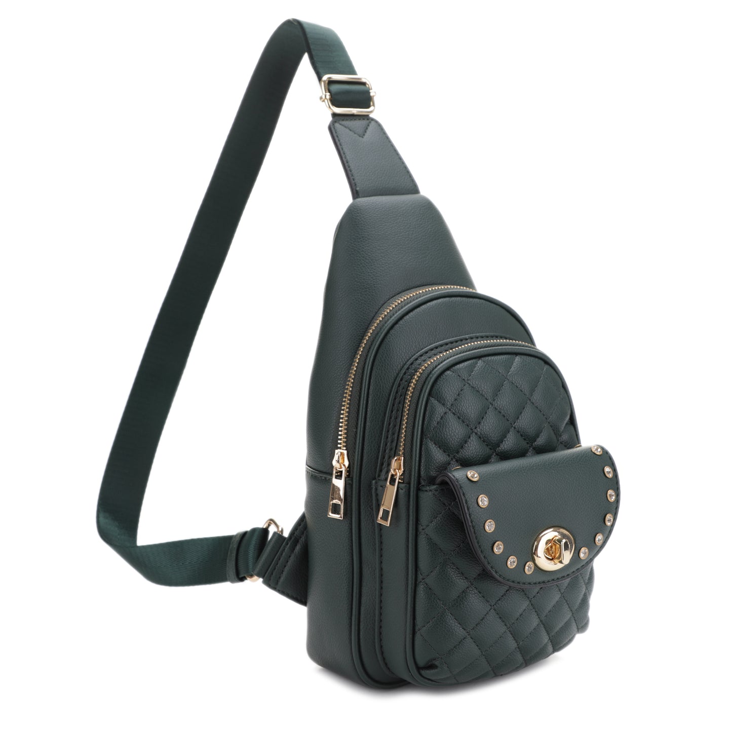 Lisa Triple Compartment Sling Bag with Rhinestone
