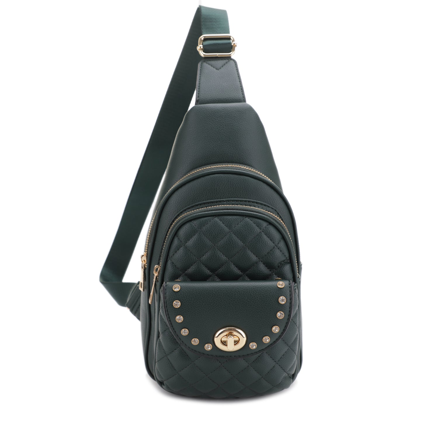 Lisa Triple Compartment Sling Bag with Rhinestone