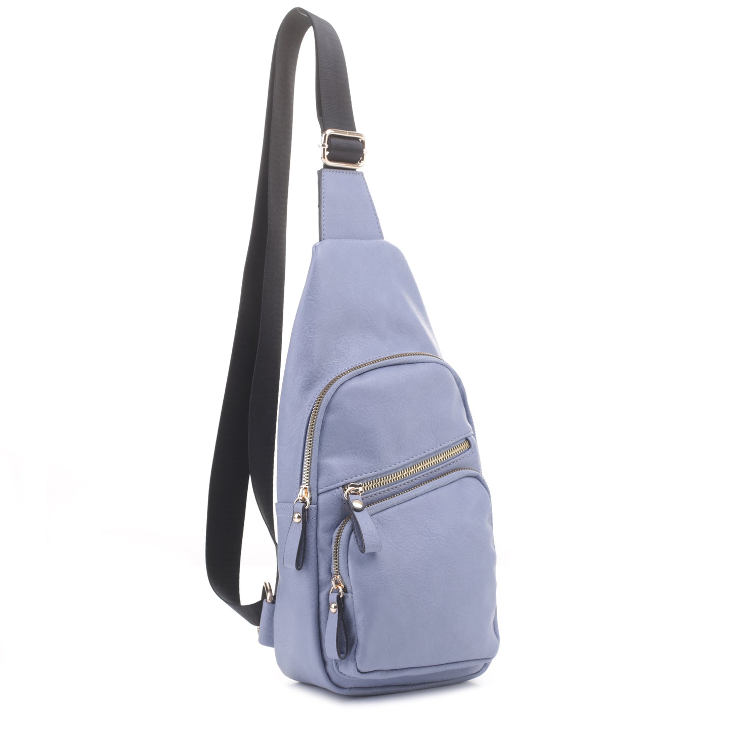 Violet Sling Bag With Front Zipper and Zipper Pocket