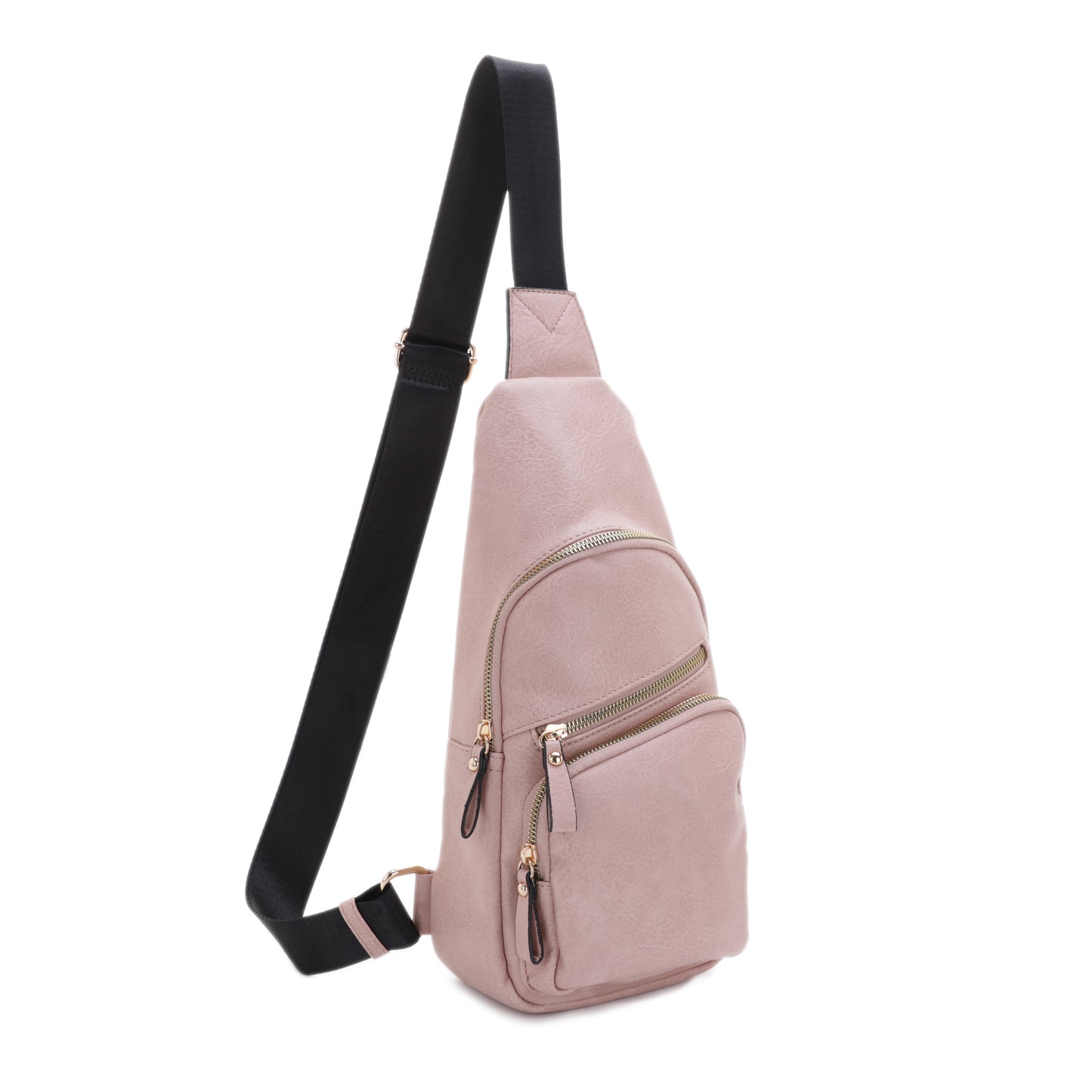 Violet Sling Bag With Front Zipper and Zipper Pocket