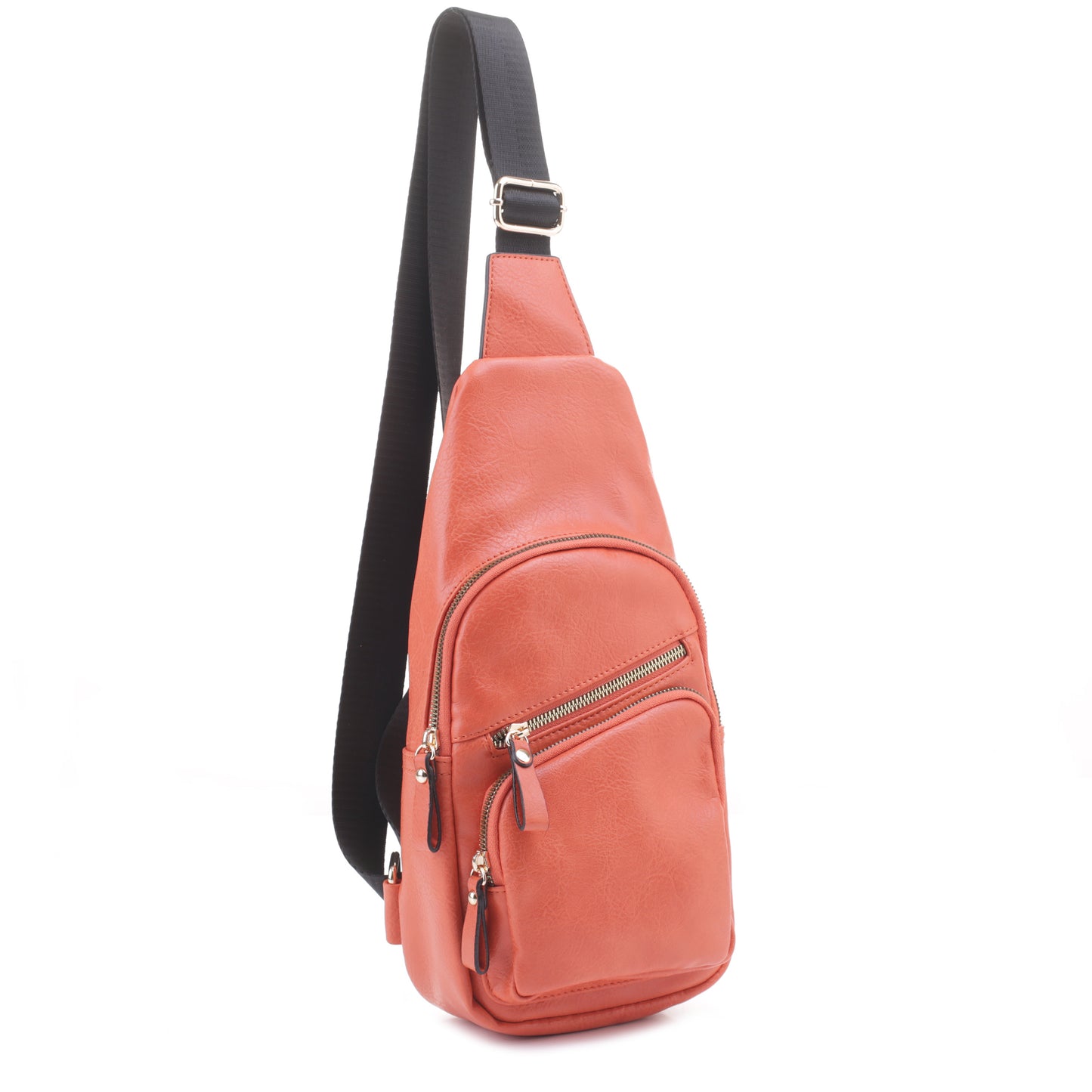 Violet Sling Bag With Front Zipper and Zipper Pocket