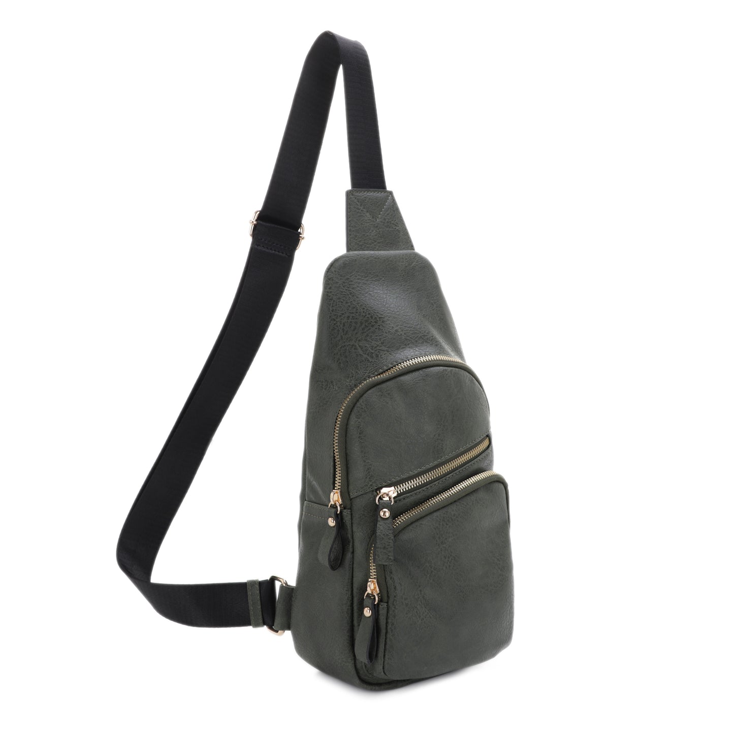Violet Sling Bag With Front Zipper and Zipper Pocket
