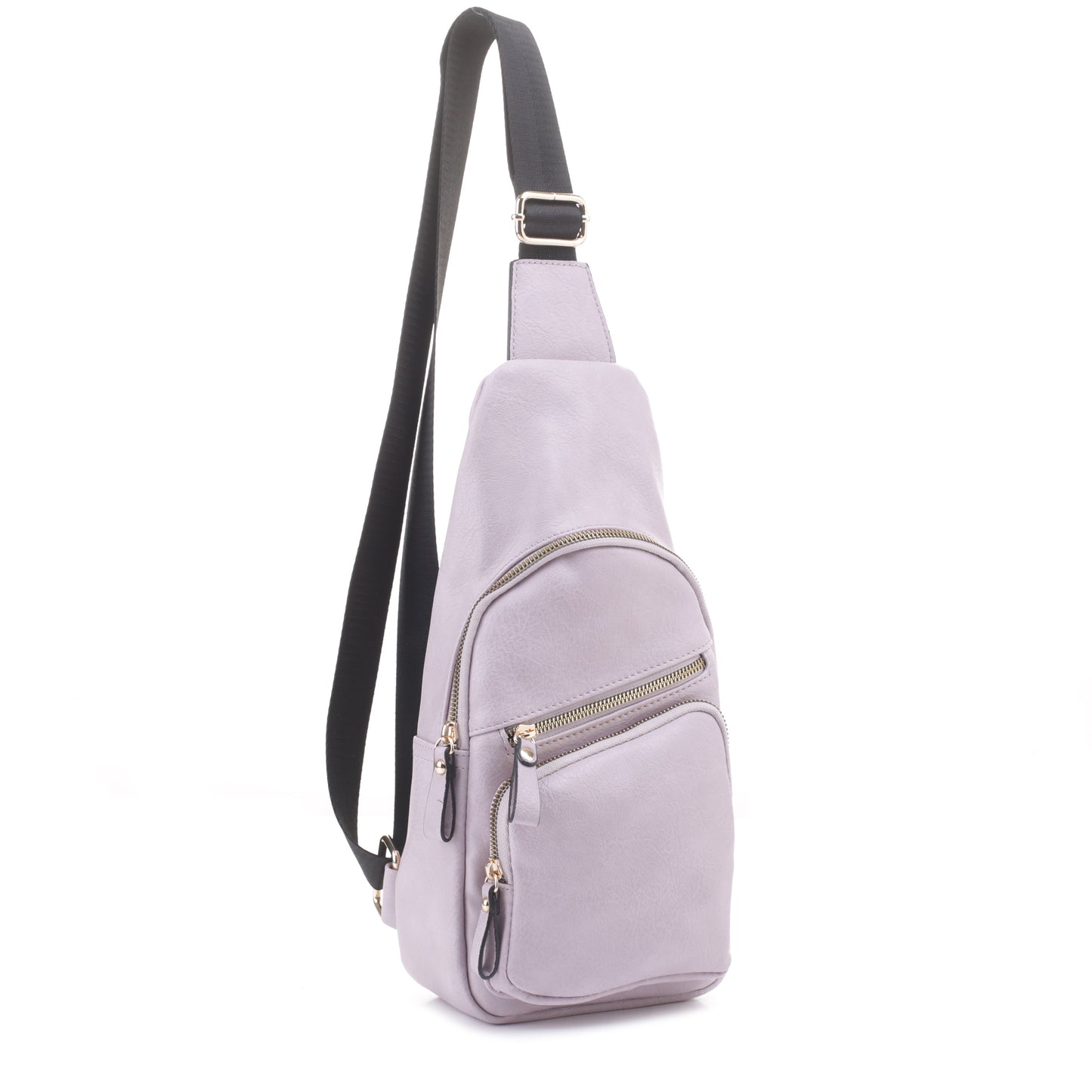 Violet Sling Bag With Front Zipper and Zipper Pocket