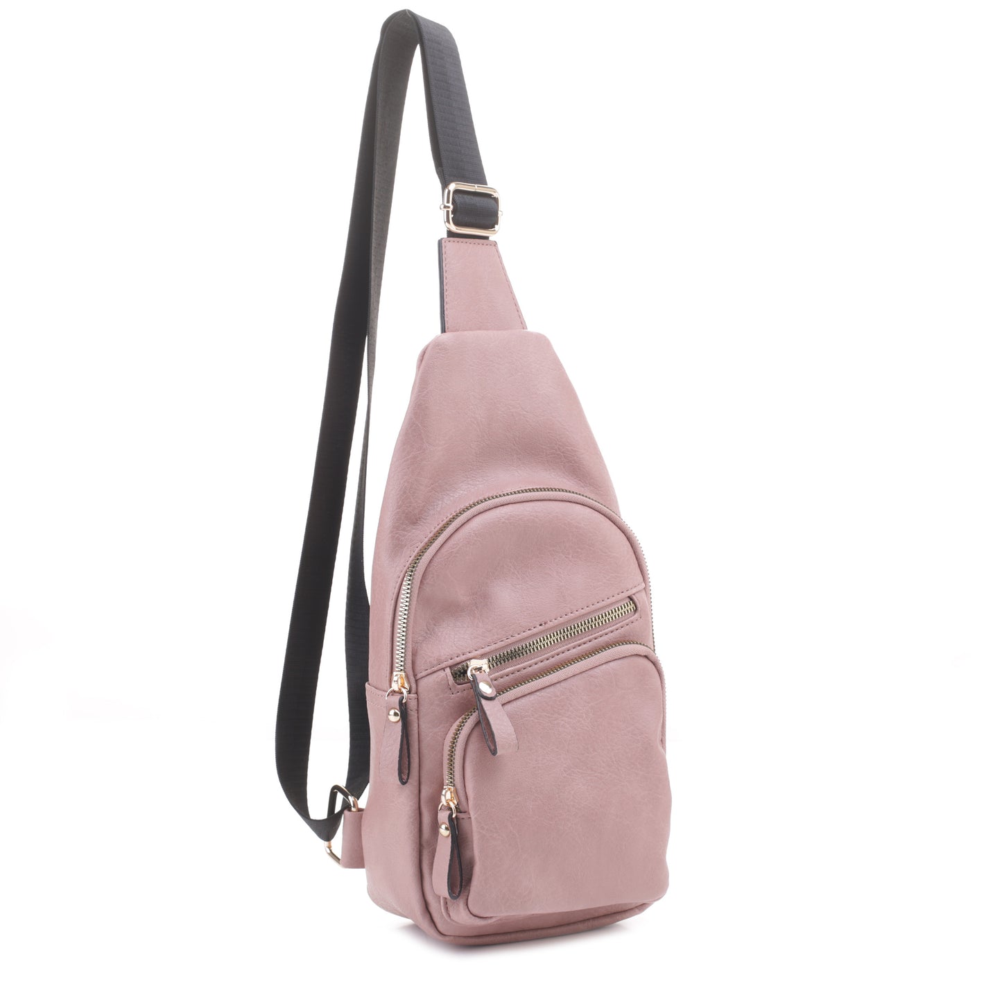 Violet Sling Bag With Front Zipper and Zipper Pocket