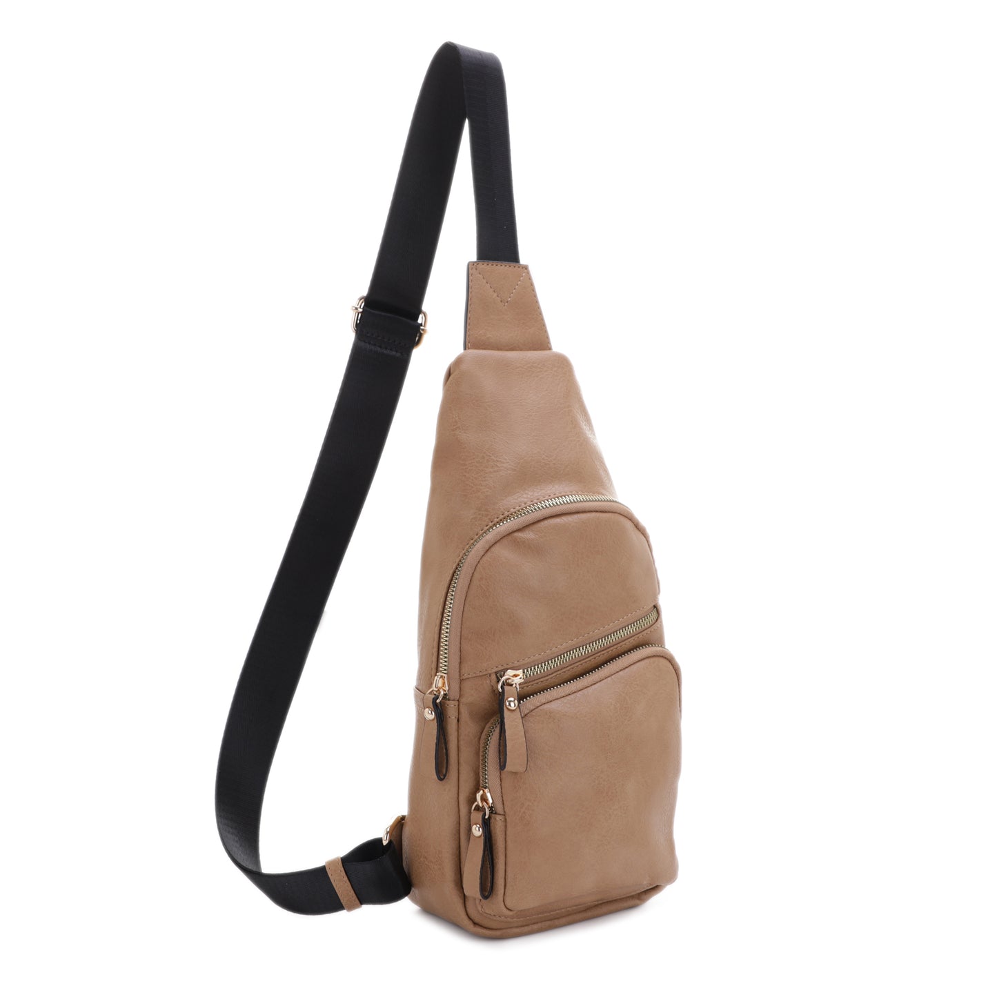 Violet Sling Bag With Front Zipper and Zipper Pocket