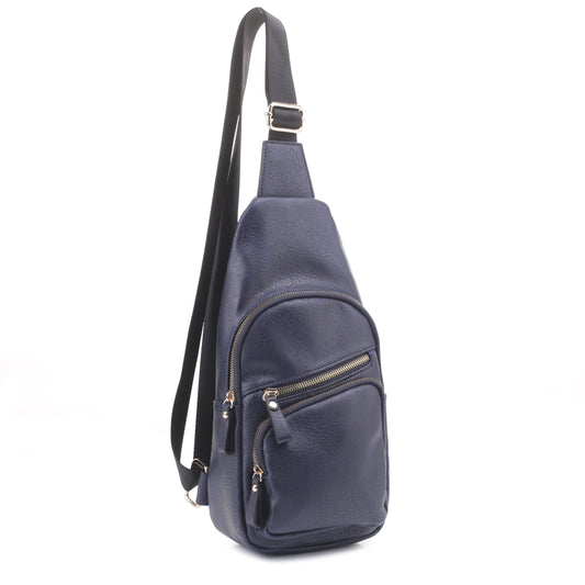 Violet Sling Bag With Front Zipper and Zipper Pocket