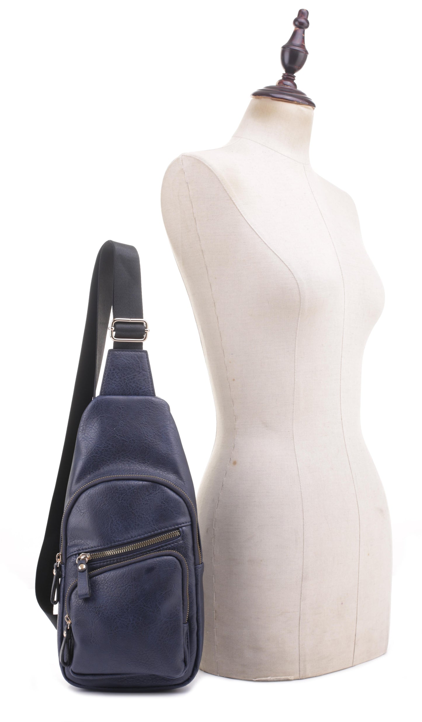 Violet Sling Bag With Front Zipper and Zipper Pocket