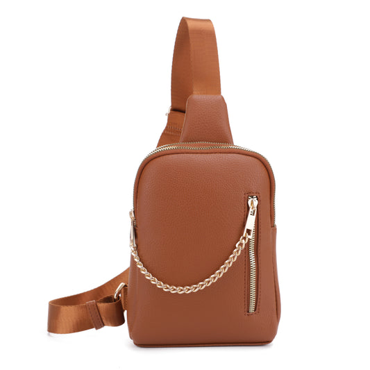Riley Double Top Zipper Sling with Swag Chain