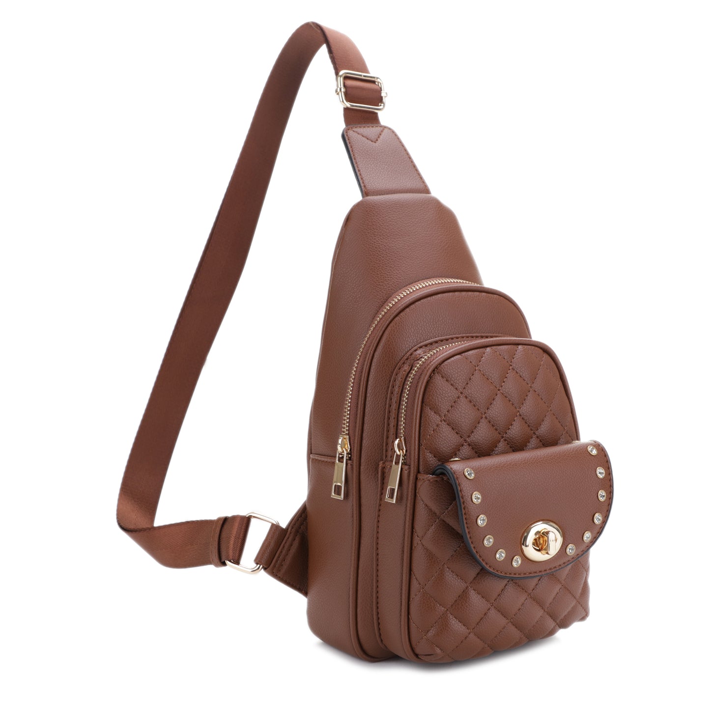 Lisa Triple Compartment Sling Bag with Rhinestone