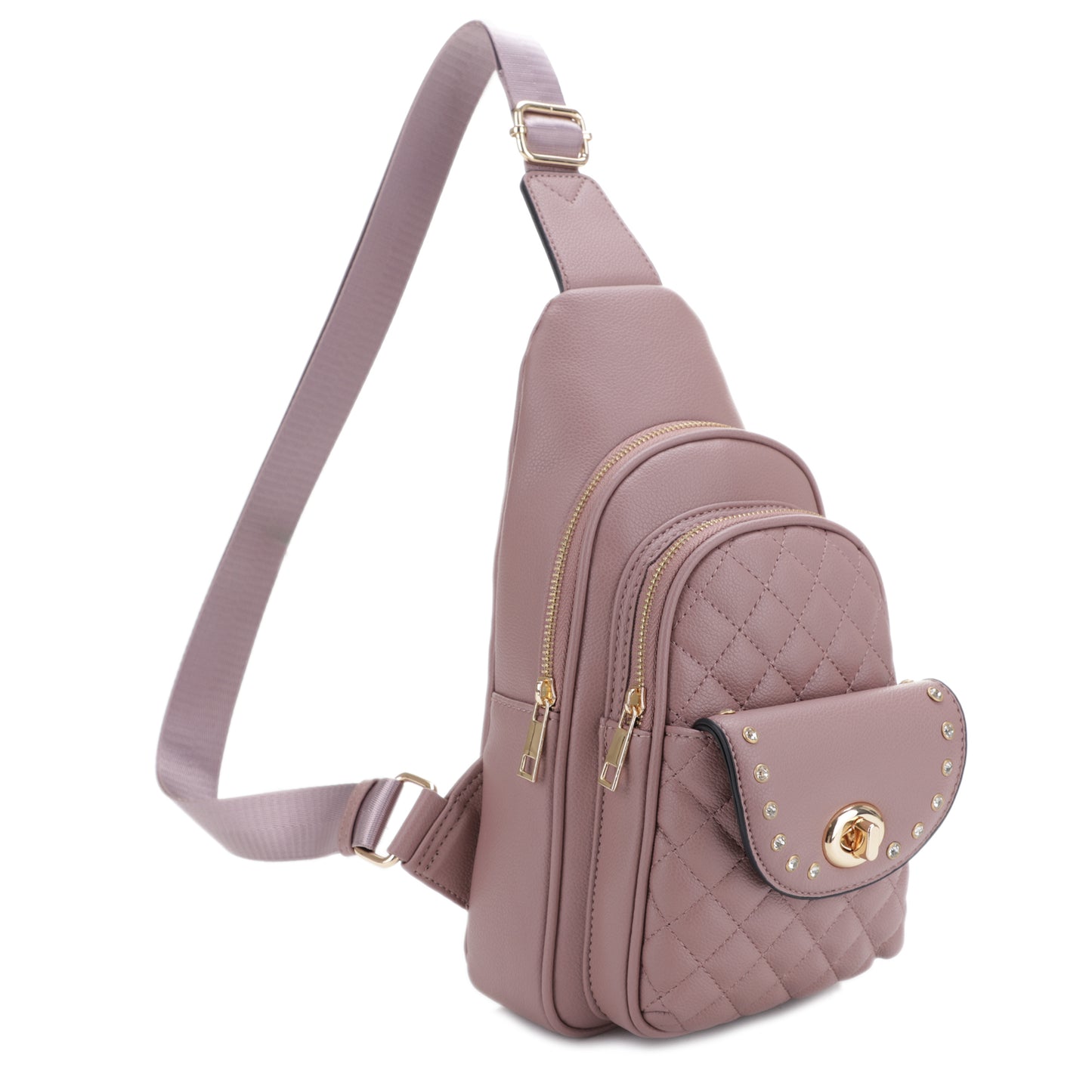 Lisa Triple Compartment Sling Bag with Rhinestone